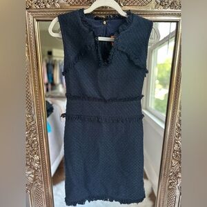 Tory Burch Navy Blue Natalia Sleeveless Tweed Dress Size 0